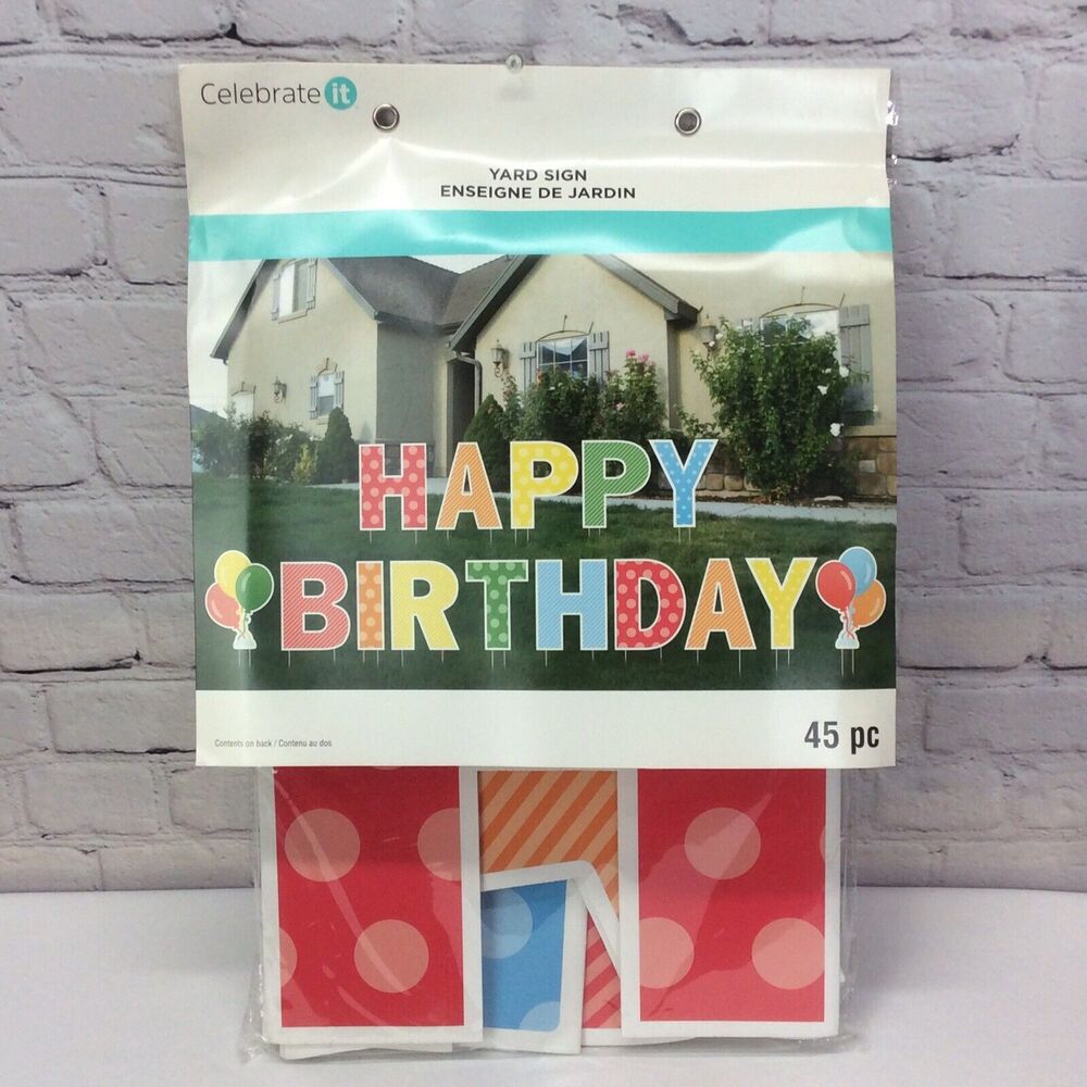 🎈Happy Birthday🎈Yard Sign Kit 15” Letters & Balloons Celebration Party 45pc